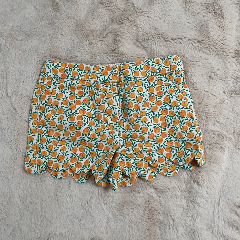 Crew Cuts Girl’s Floral Orange Shorts sz6 scalloped edge adjustable waist band